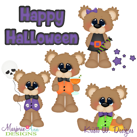 Halloween Bears SVG Cutting Files Includes Clipart - Click Image to Close